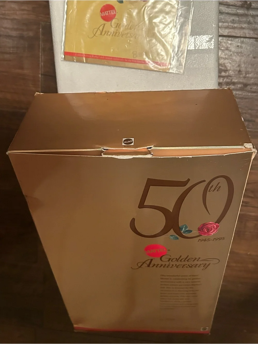 Mattel Gold Anniversary Barbie Box with Red Rose porcelain doll